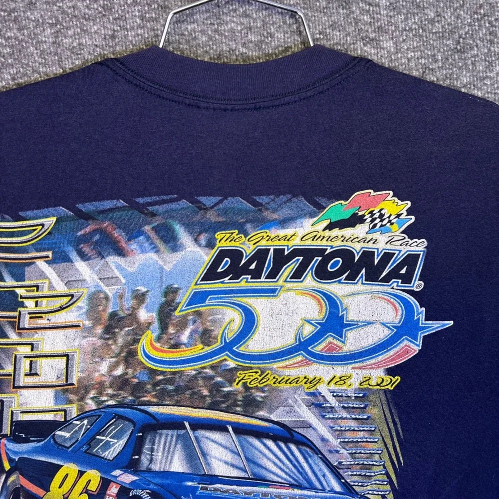 Daytona 500 Shirt Mens L Navy‎ Blue Vintage 2001 Racing Pocket Graphic Tee